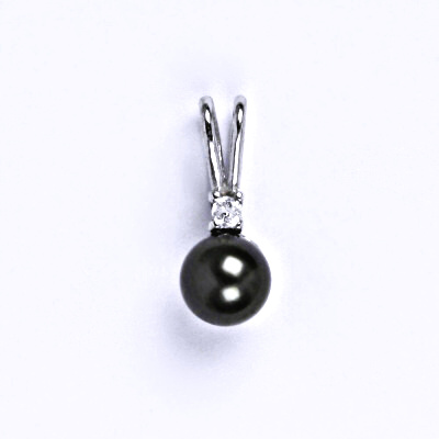 Stříbrný přívěšek se Swarovski black perlou 6 mm, P 1243