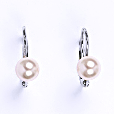 Stříbrné náušnice se Swarovski rosaline perlou 6 mm, NK 1183