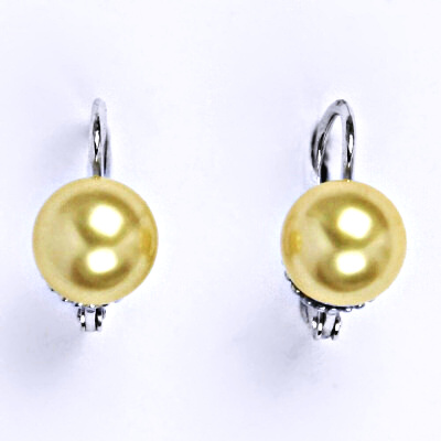 Stříbrné náušnice se Swarovski perlou gold pearl 8 mm, NK 1356