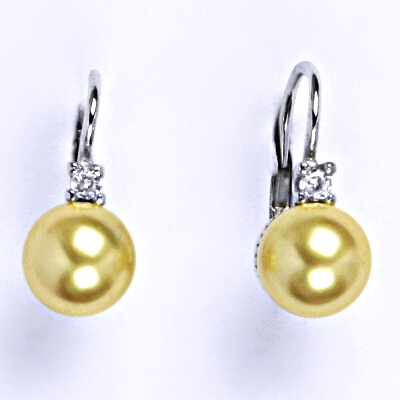 Stříbrné náušnice se Swarovski perlou gold 8 mm, NK 1207