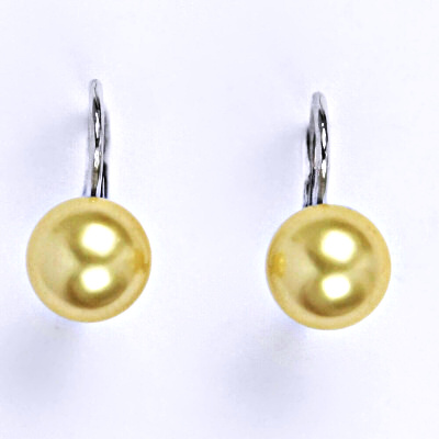 Stříbrné náušnice se Swarovski perlou gold 8 mm, NK 1183
