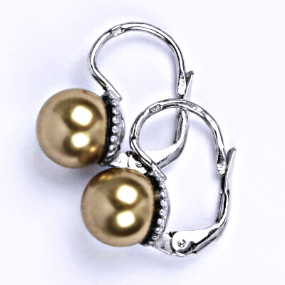 Stříbrné náušnice se Swarovski perlou bronze pearl 8 mm, NK 1356