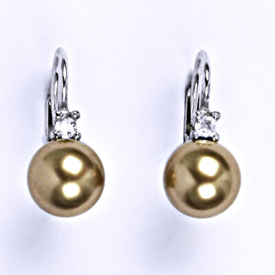 Stříbrné náušnice se Swarovski perlou bronze 8 mm, NK 1207