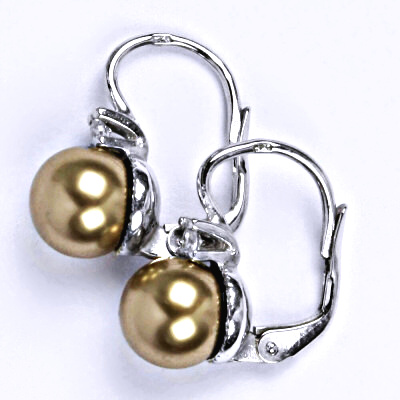 Stříbrné náušnice se Swarovski perlou bronze 8 mm, NK 1207