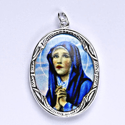 Stříbrný přívěšek Madonka, porcelánová Madonka 0 P 158 (M-3)