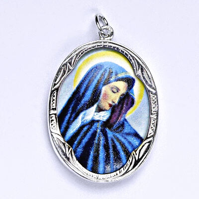 Stříbrný přívěšek Madonka, porcelánová Madonka 1 P 158 (M-1)