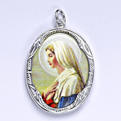 Stříbrný přívěšek Madonka, porcelánová Madonka 3 P 158 (M-6)