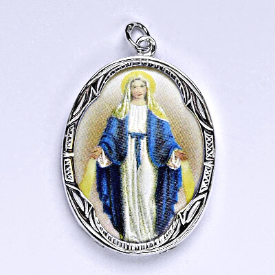 Stříbrný přívěšek Madonka, porcelánová Madonka 4 P 158 (M-4)