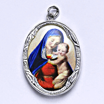 Stříbrný přívěšek Madonka, porcelánová Madonka 7 P 158 (M-2)