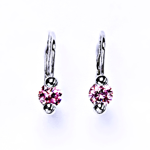 Stříbrné náušnice na patent (růžový zirkon)000041301562 VE 4 pink