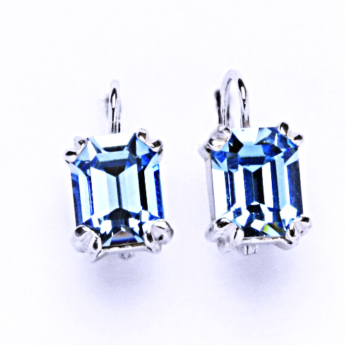 Stříbrné náušnice se Swarovski krystalem akvamarín, NK 1201 