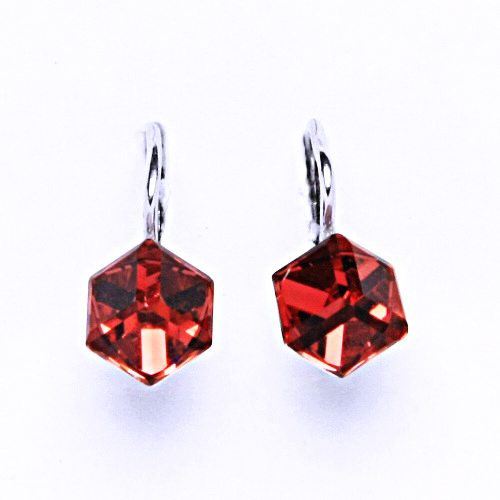 Stříbrné náušnice na patent s krystaly Swarovski (paparadscha 6x6 mm)NK 1230 