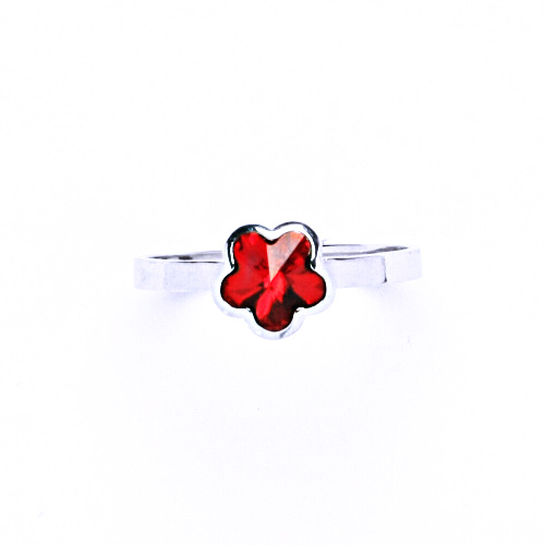 Stříbrný prsten s krystalem Swarovski (Light siam 6 mm)T 1297
