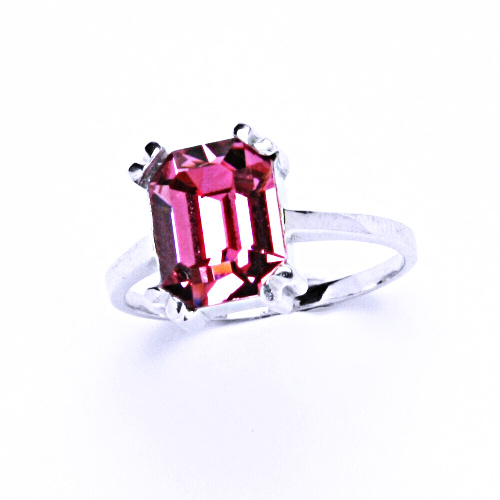 Stříbrný prsten se Swarovski krystalem rose, T 1201