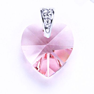 Přívěsek stříbrný srdce s krystalem Swarovski ( light rose) P 1306