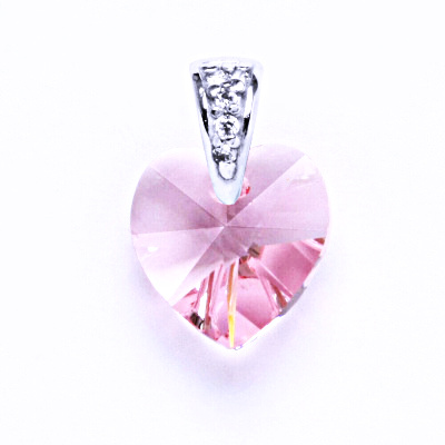 Přívěsek stříbrný, srdce s krystalem Swarovski ( light rose)P 1306