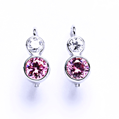 Náušnice stříbrné naušnice se zirkonem na patent VE 165 BZ+pink