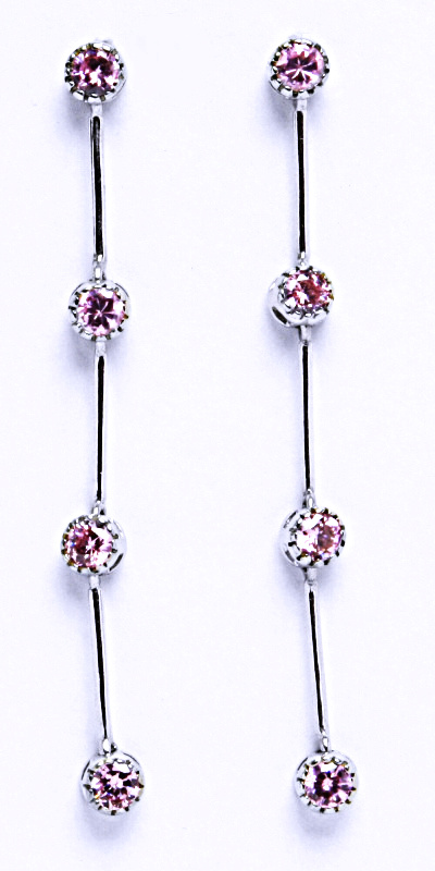 Stříbrné naušnice se zirkonem pink na šroubek 001362503003 VE 136