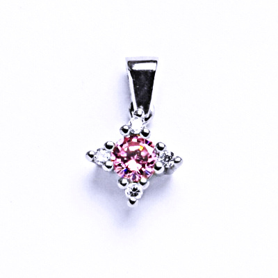 Stříbrné přívěsky se zirkony VP118 BZ+střed pink