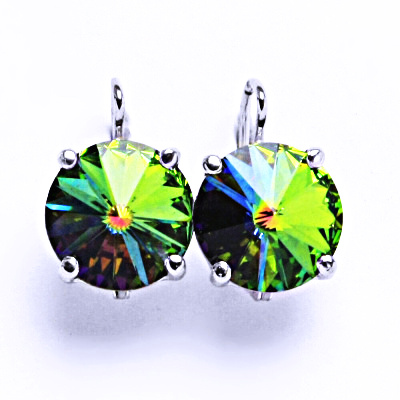 Stříbrné naušnice na patent s krystaly Swarovski Rivoli ( barva Vitral medium)NK 1188 