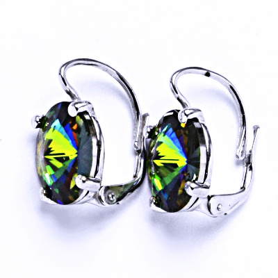 Stříbrné naušnice na patent s krystaly Swarovski Rivoli ( barva Vitral medium)NK 1188
