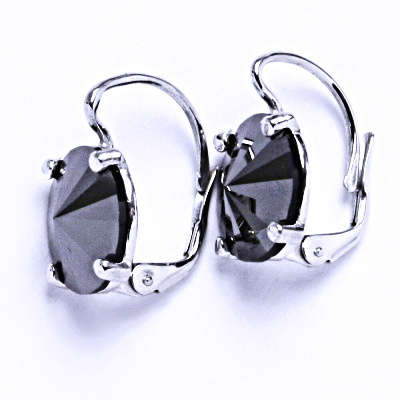 Stříbrné naušnice na patent s krystaly Swarovski Rivoli ( barva Hematite)NK 1188