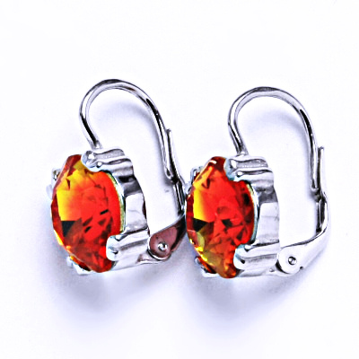 Stříbrné naušnice na patent s krystaly Swarovski (barva Fireopal)NK 1225