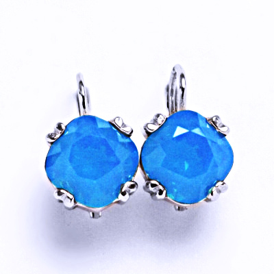 Stříbrné naušnice na patent, Swarovski Caribben Blue Opal, NK 1225