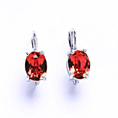 Stříbrné naušnice na klapku s krystalem Swarovski (Padparadscha 8x6 mm)NK 1245 
