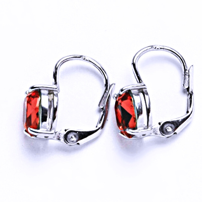 Stříbrné naušnice na klapku s krystalem Swarovski (Padparadscha 8x6 mm)NK 1245