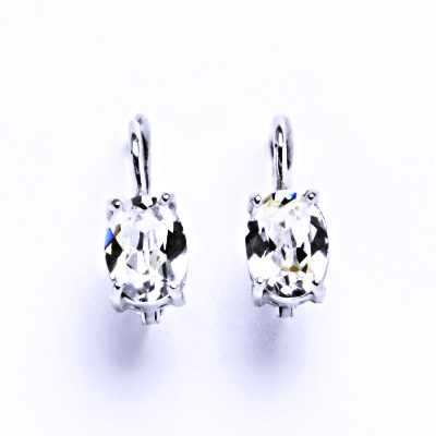 Stříbrné naušnice na klapku s krystalem Swarovski (čirý 8x6 mm)NK 1245 