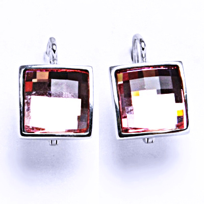 1 Stříbrné naušnice na patent s krystaly Swarovski ( Light Rose)NK 1305