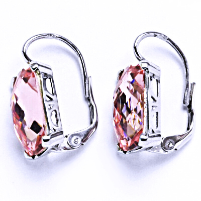Stříbrné náušnice s krystaly Swarovski light rose, NK 1283