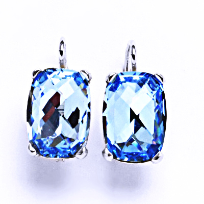 Stříbrné náušnice s krystalem Swarovski akvamarine, NK 1283 