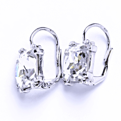 Stříbrné náušnice, čirý krystal Swarovski, NK 1196