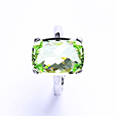 Stříbrný prsten s krystalem Swarovski Chryzolit, T 1283