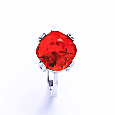 Prsten s krystalem Swarovski ( Fireopal)T1225 