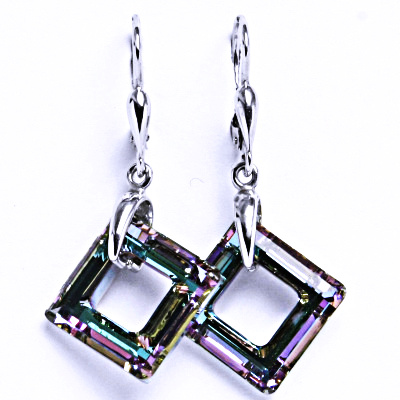 Stříbrné naušnice s krystaly Swarovski (barva Vitrail Light)NK 1313 