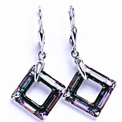 Stříbrné naušnice s krystaly Swarovski (barva Vitrail Light)NK 1313