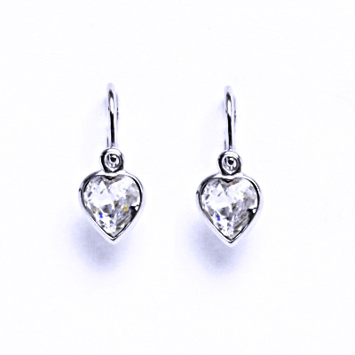 Stříbrné dětské naušnice srdce s krystalem Swarovski (barva Crystal)NK 1315
