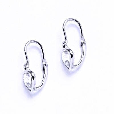 Stříbrné dětské naušnice srdce s krystalem Swarovski (barva Crystal)NK 1315