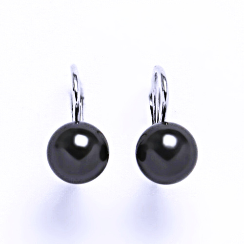 Swarovski perly 8 mm black naušnice patent stříbro, NK 1183