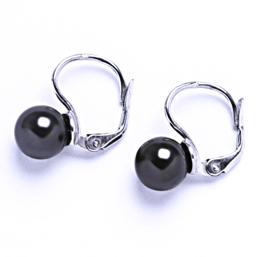 Swarovski perly 8 mm black naušnice patent stříbro, NK 1183
