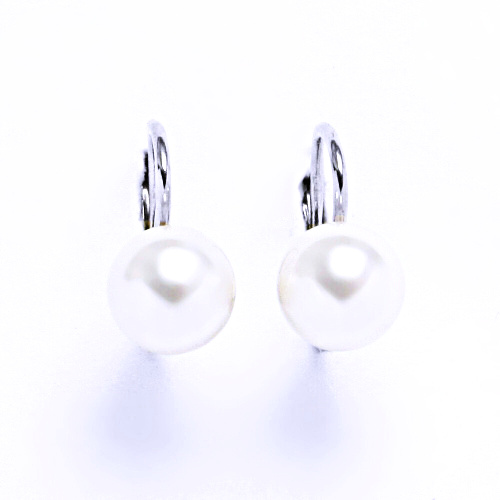 Swarovski perly 8 mm white naušnice patent stříbro, NK 1183