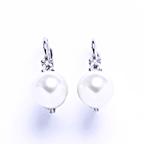 Swarovski perly 8 mm white naušnice patent stříbro, NK 1207 