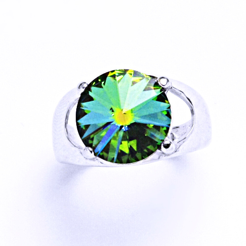 Stříbrný prsten s krystalem Swarovski Rivoli(barva Vitral Medium)T 1188