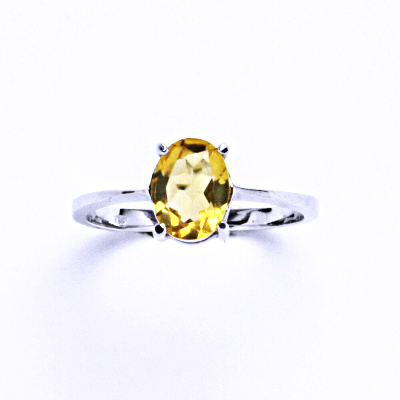 T 1245 Stříbrný prsten - přírodní pálený Citrín ( ovál 8x6 mm)
