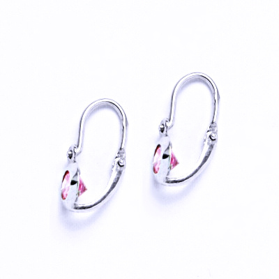 Stříbrné naušnice se zirkony (barva růžová)NK 1319 