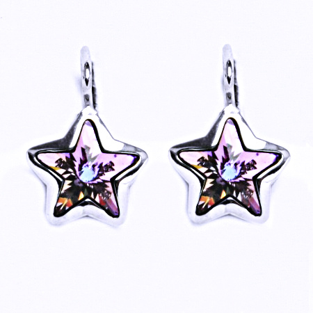 Stříbrné náušnice na patent s krystaly Swarovski (vitrail light 10 mm)NK 1325 