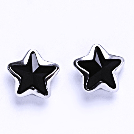 Stříbrné náušnice na šroubek s krystaly Swarovski (Jet 10 mm)NŠ 1325 